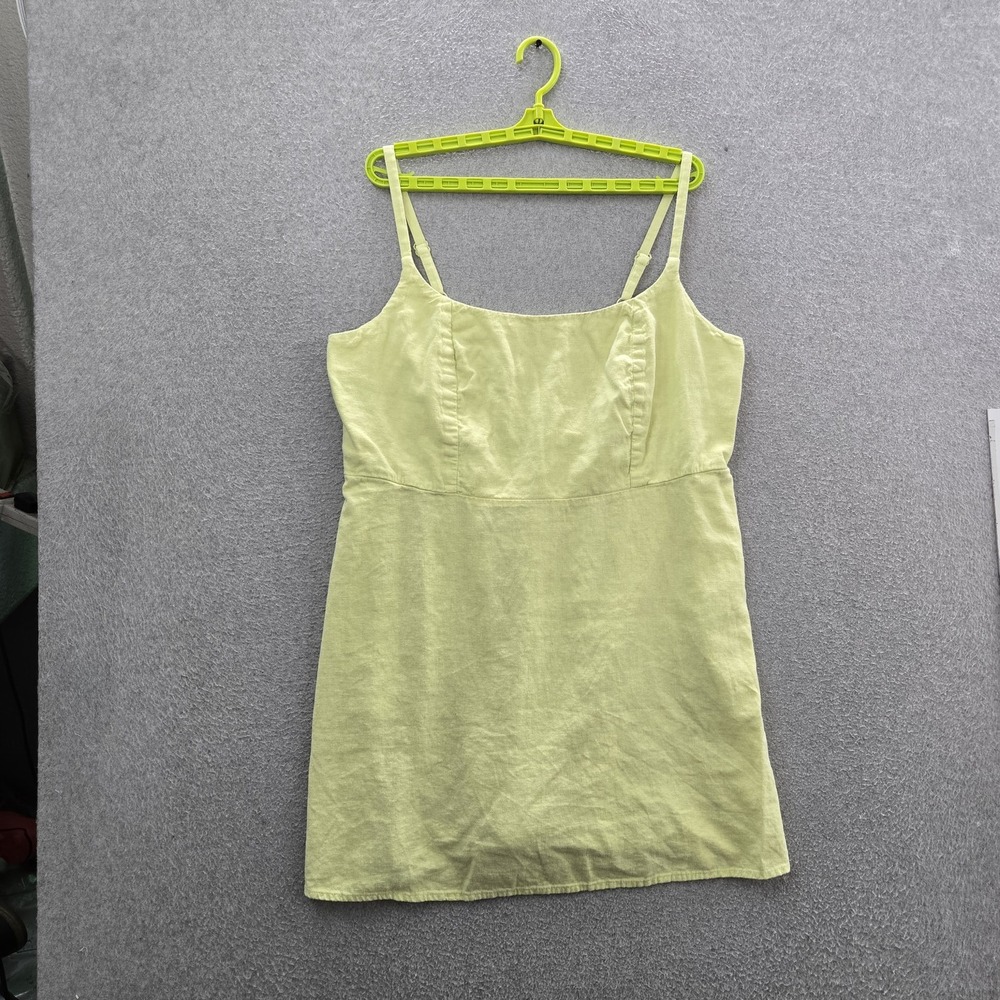 Old Navy Women Dress 2X Light Green Linen Rayon Camisole Smocked Coastal Beachy